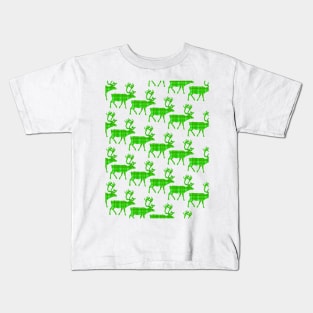 GREEN Plaid Reindeer Ugly Holiday Sweater. Kids T-Shirt